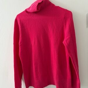 Lands' End Vibrant Pink Cashmere Turtleneck Sweater